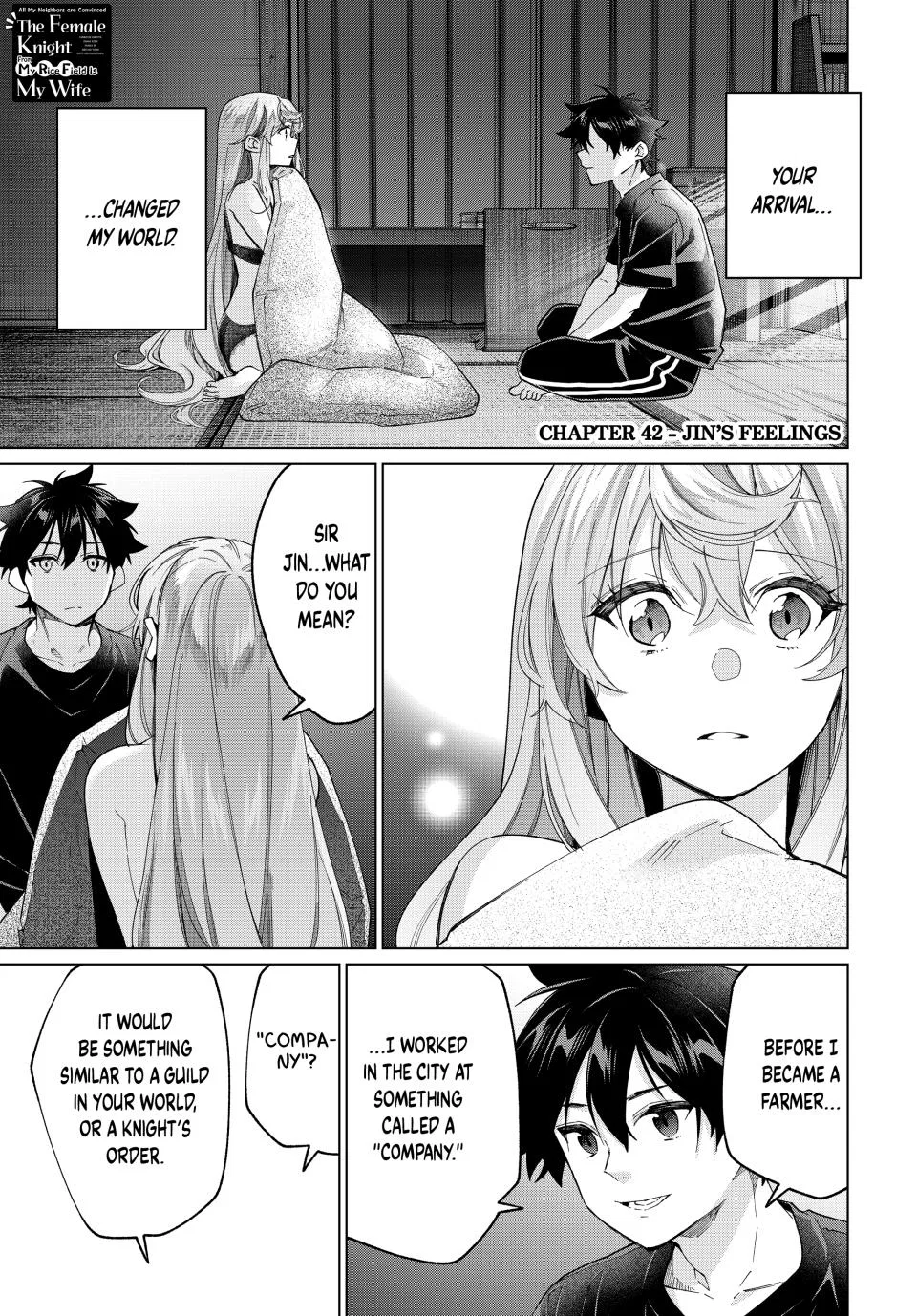Tanbo de Hirotta Onna Kishi, Inaka de Ore no Yome da to Omowareteiru Chapter 42 – Page 1