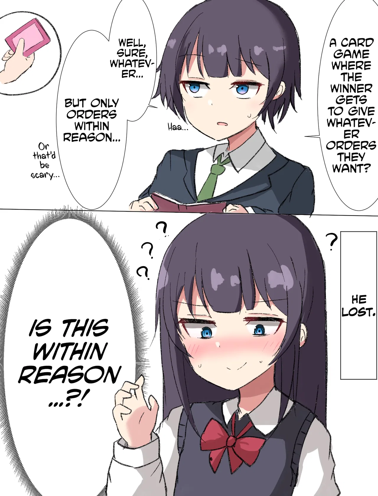 A 2-Panel Style Manga Where the Crossdressing Boy Instantly Loses. Chapter 2 – Page 1