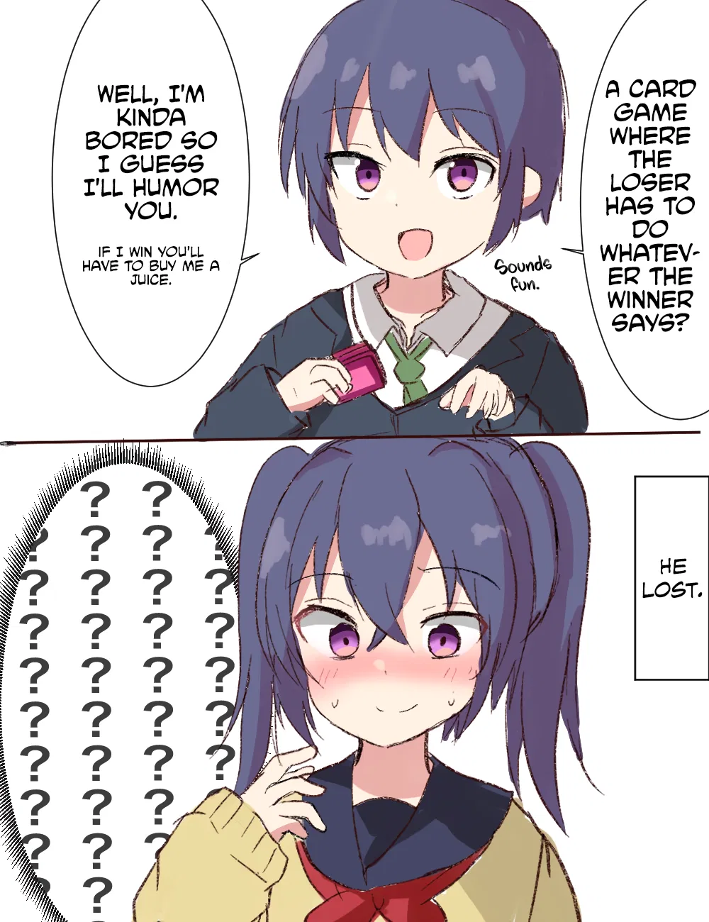 A 2-Panel Style Manga Where the Crossdressing Boy Instantly Loses. Chapter 1 – Page 1