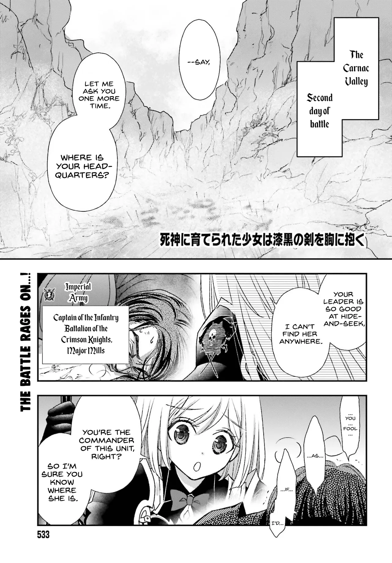 Shinigami ni Sodaterareta Shoujo wa Shikkoku no Tsurugi wo Mune ni Idaku manga Chapter 35 – Page 1