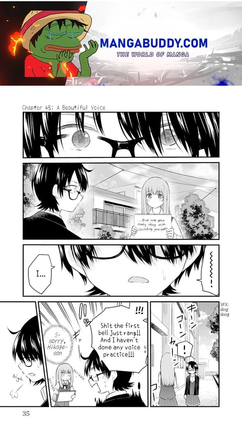 Koe ga dasenai Shoujo wa "Kanojo ga Yasashisugiru" to Omotte iru manga Chapter 45 – Page 1