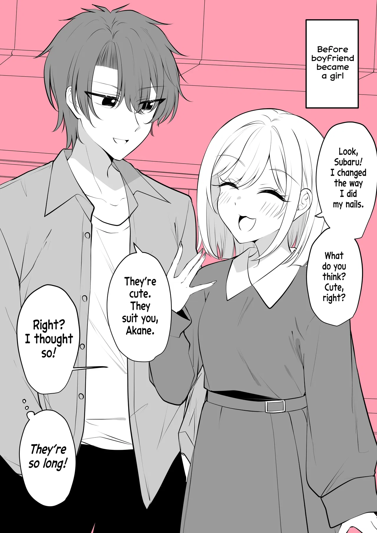 Aru Hi Kareshi ga Onnanoko ni Natteshimatta Couple no Nichijou Chapter 58 – Page 1