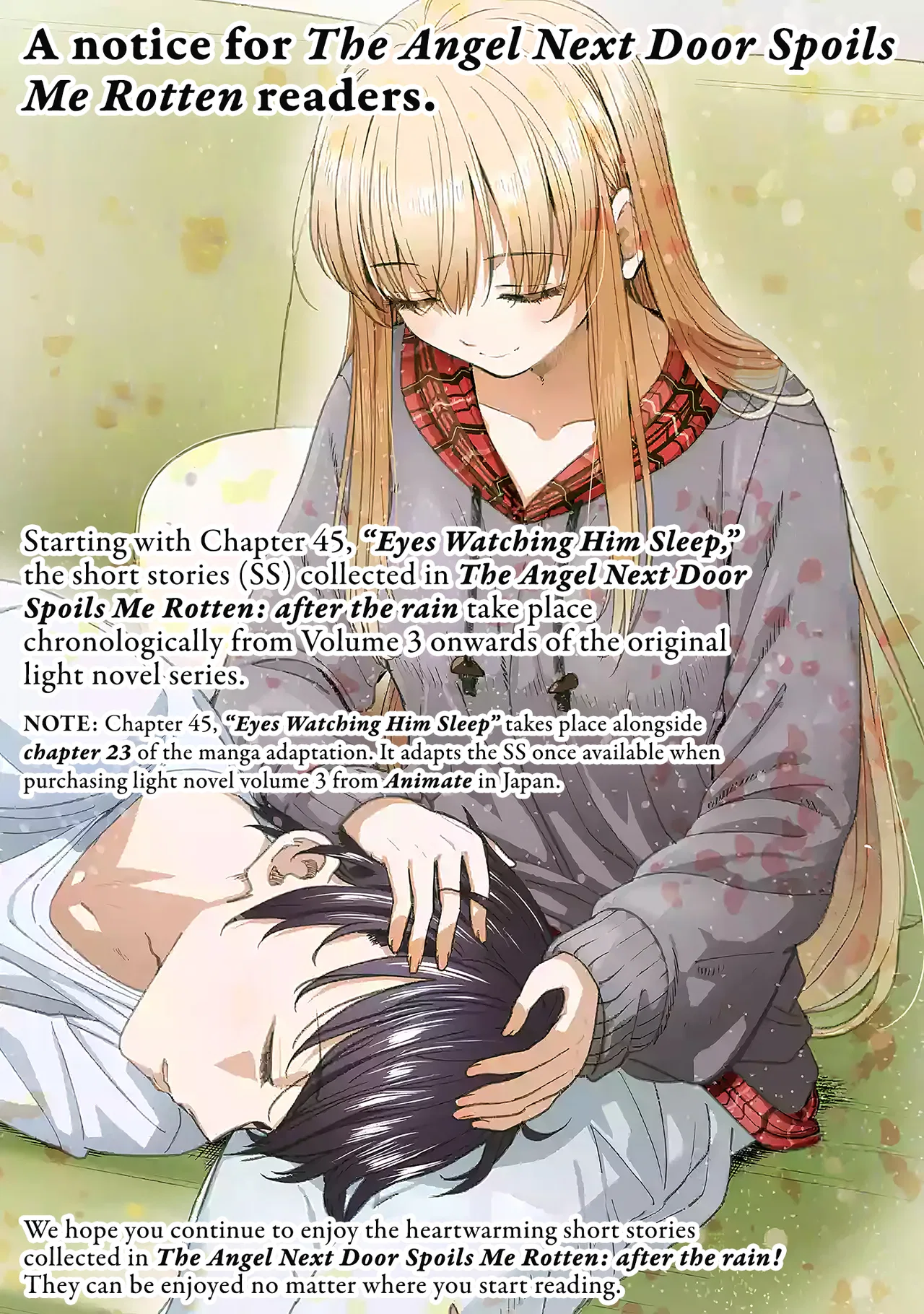 Otonari no Tenshi-sama ni Itsunomanika Dame Ningen ni Sareteita Ken: after the rain Chapter 45 – Page 1