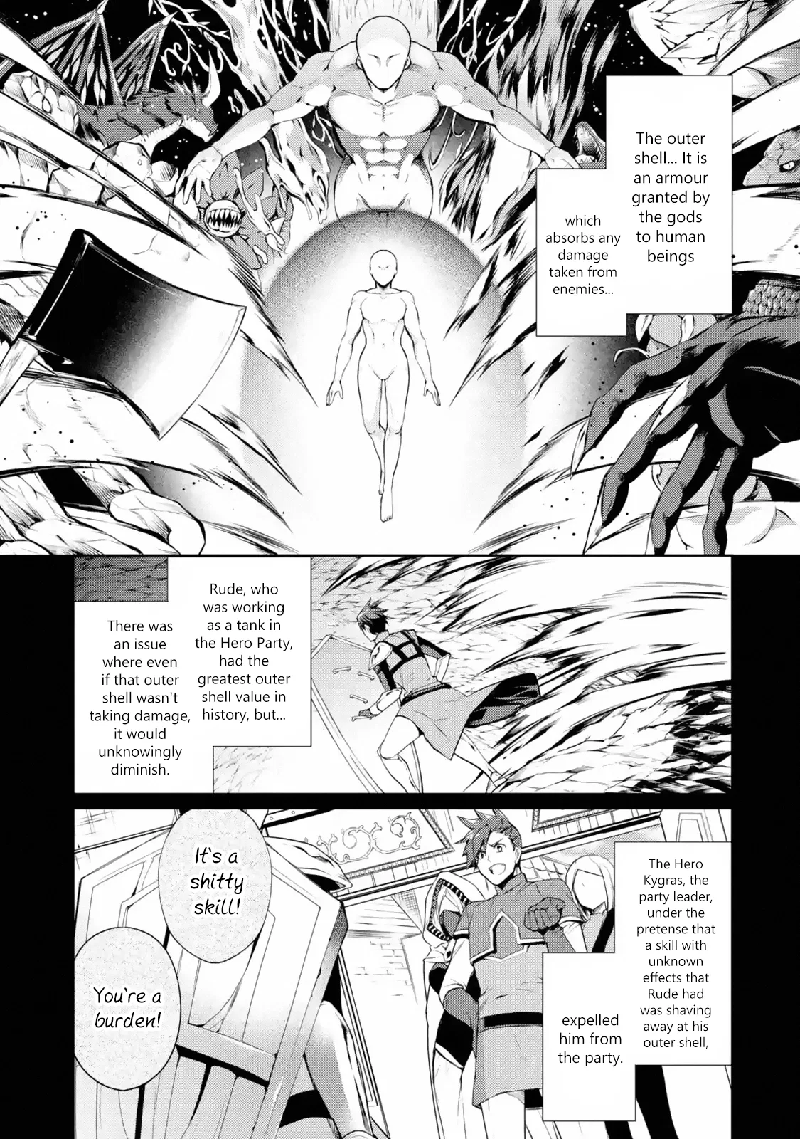 Saikyou Tank no Meikyuu Kouryaku ~Tairyoku 9999 no Rare Skill-mochi Tank, Yuusha Party wo Tsuihou Sareru~ Chapter 6.1 – Page 1