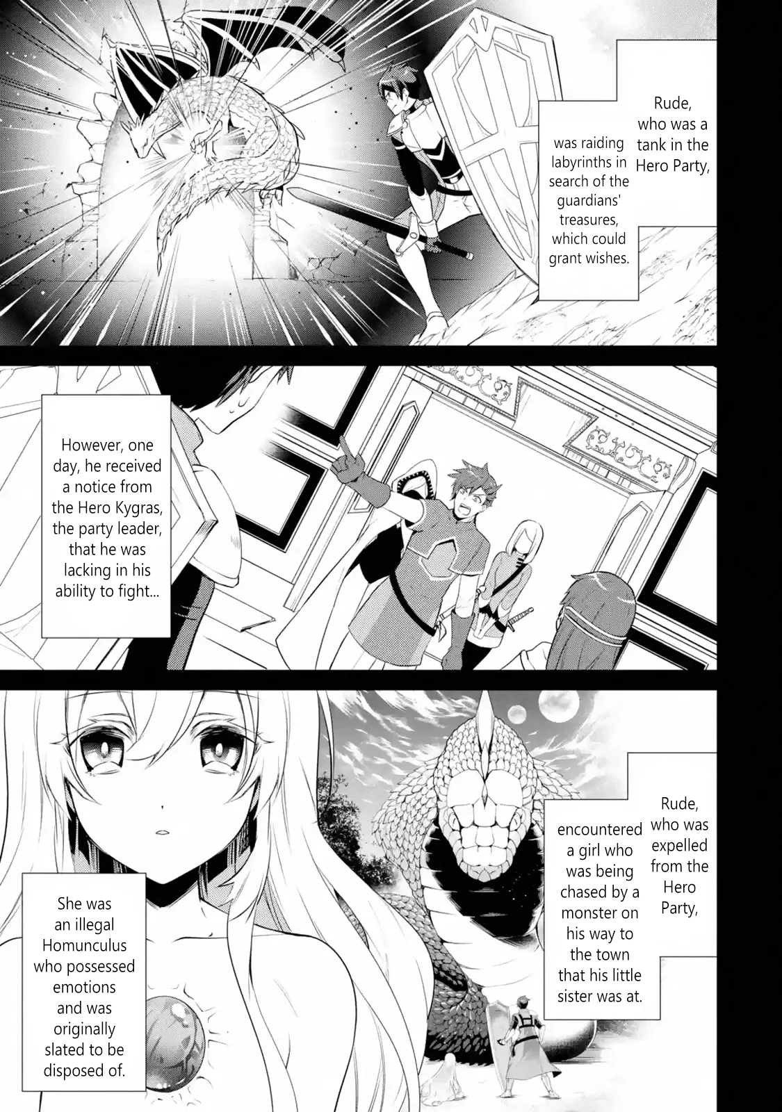 Saikyou Tank no Meikyuu Kouryaku ~Tairyoku 9999 no Rare Skill-mochi Tank, Yuusha Party wo Tsuihou Sareru~ Chapter 2 – Page 1