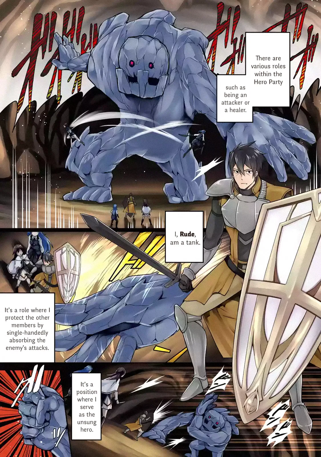 Saikyou Tank no Meikyuu Kouryaku ~Tairyoku 9999 no Rare Skill-mochi Tank, Yuusha Party wo Tsuihou Sareru~ Chapter 1 – Page 1