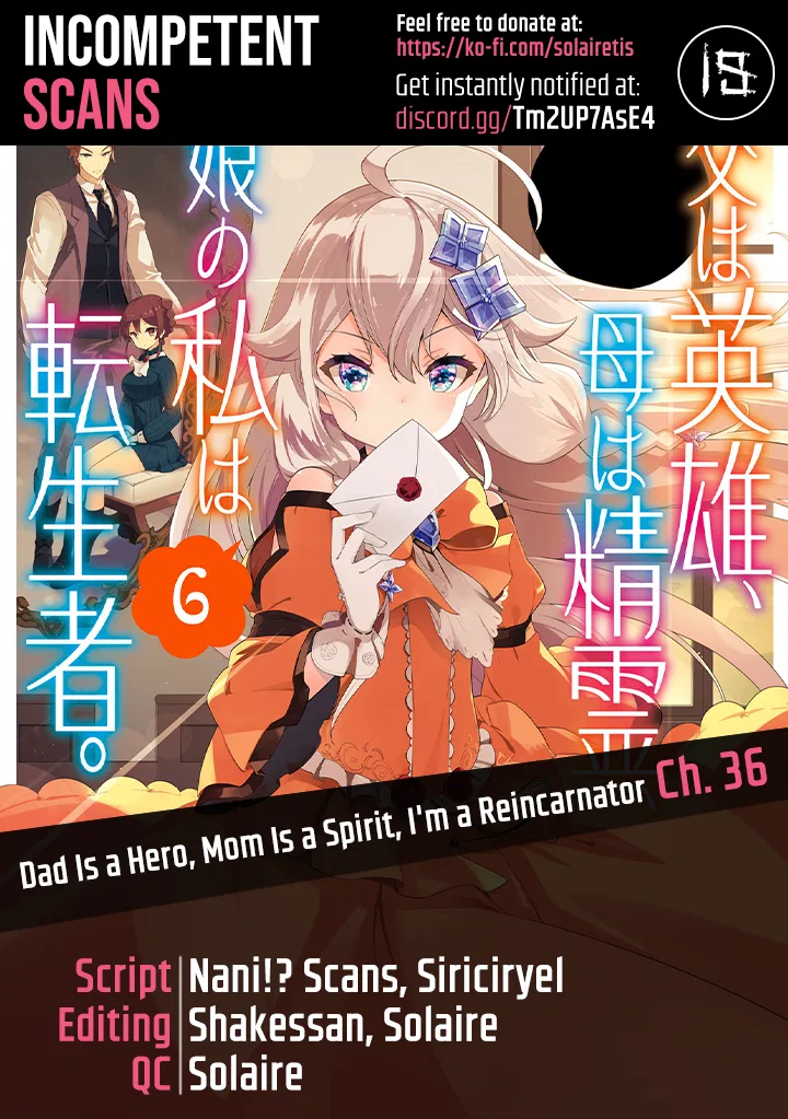 Chichi wa Eiyuu, Haha wa Seirei, Musume no Watashi wa Tenseisha. Chapter 36 – Page 1