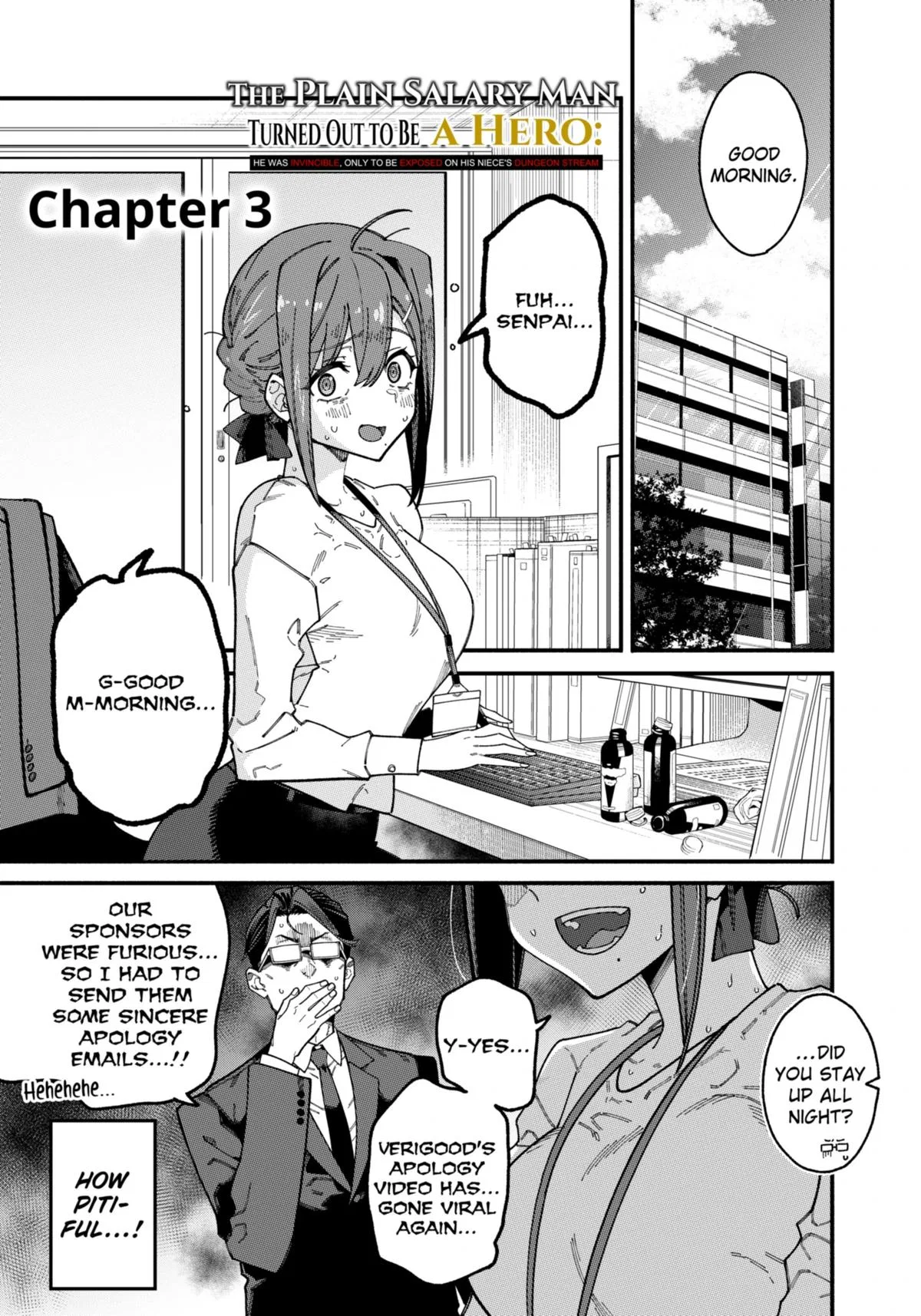 The Plain Salary Man Turned Out to Be a Hero: He Was Invincible, Only to Be Exposed on His Niece's Dungeon Stream Chapter 3 – Page 1