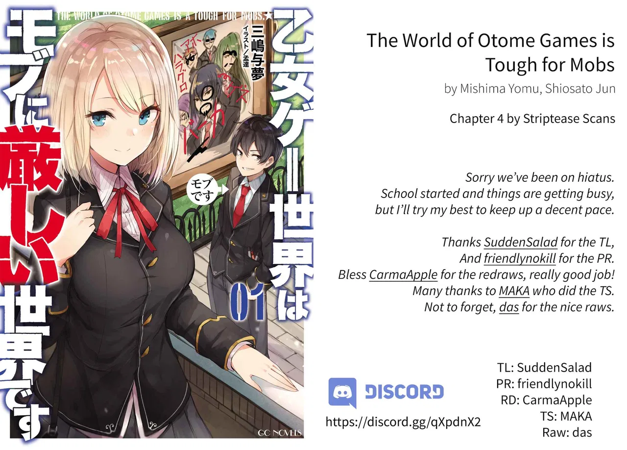 Otomege Sekai wa Mob ni Kibishii Sekai desu Chapter 4 – Page 1